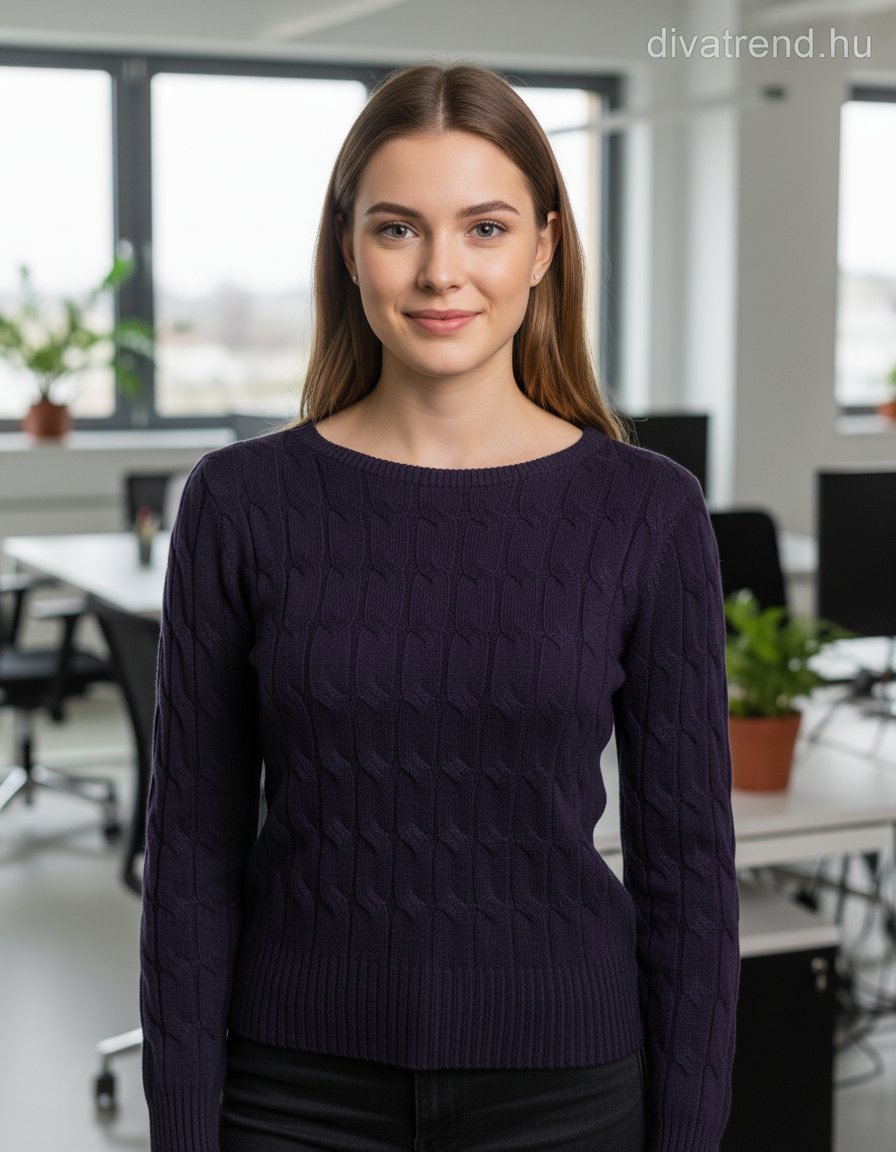 JeanLouisFrancoise női kötött felső hosszú ujjú kerek nyakú