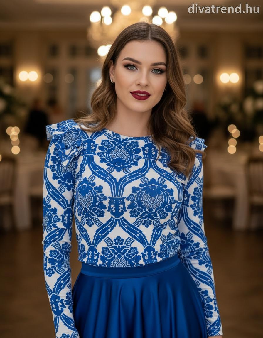 kék Kikiriki női barokk mintás felső