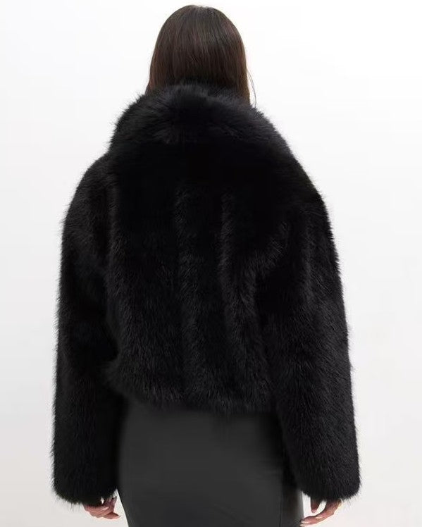 3DESY női vastag műszőrme egyéb kabát jellegű rövidebb hosszú ujjú V nyakú