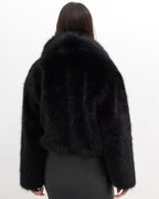 3DESY női vastag műszőrme egyéb kabát jellegű rövidebb hosszú ujjú V nyakú