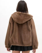 3DESY női műszőrme kabMellBlé hosszú ujjú kerek nyakú