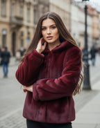 3DESY női műszőrme kabMellBlé hosszú ujjú kerek nyakú