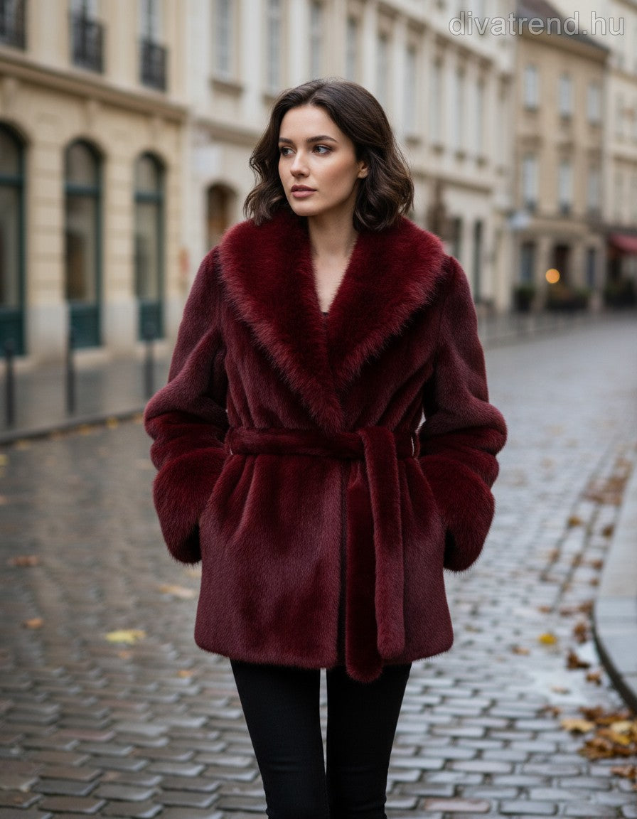 3DESY női műszőrme kabMellBlé hosszabb hosszú ujjú V nyakú