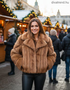 3DESY női műszőrme kabMellBlé hosszú ujjú V nyakú