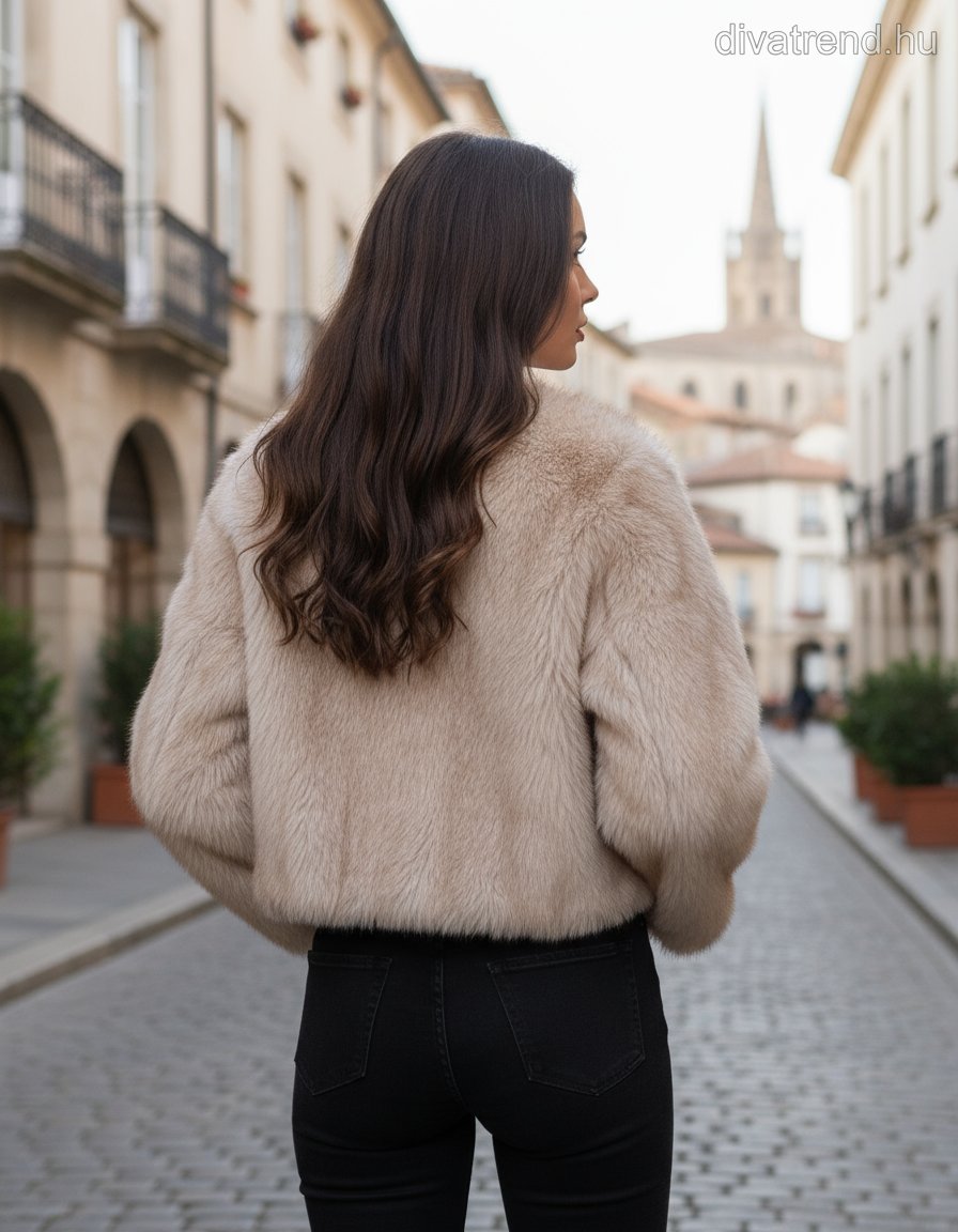 női műszőrme kabát hátulnézet