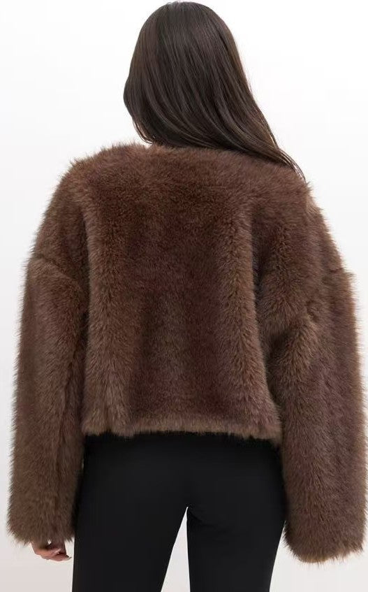 3DESY női műszőrme kabMellBlé hosszú ujjú kerek nyakú