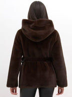 3DESY női műszőrme kabMellBlé hosszabb hosszú ujjú kerek nyakú