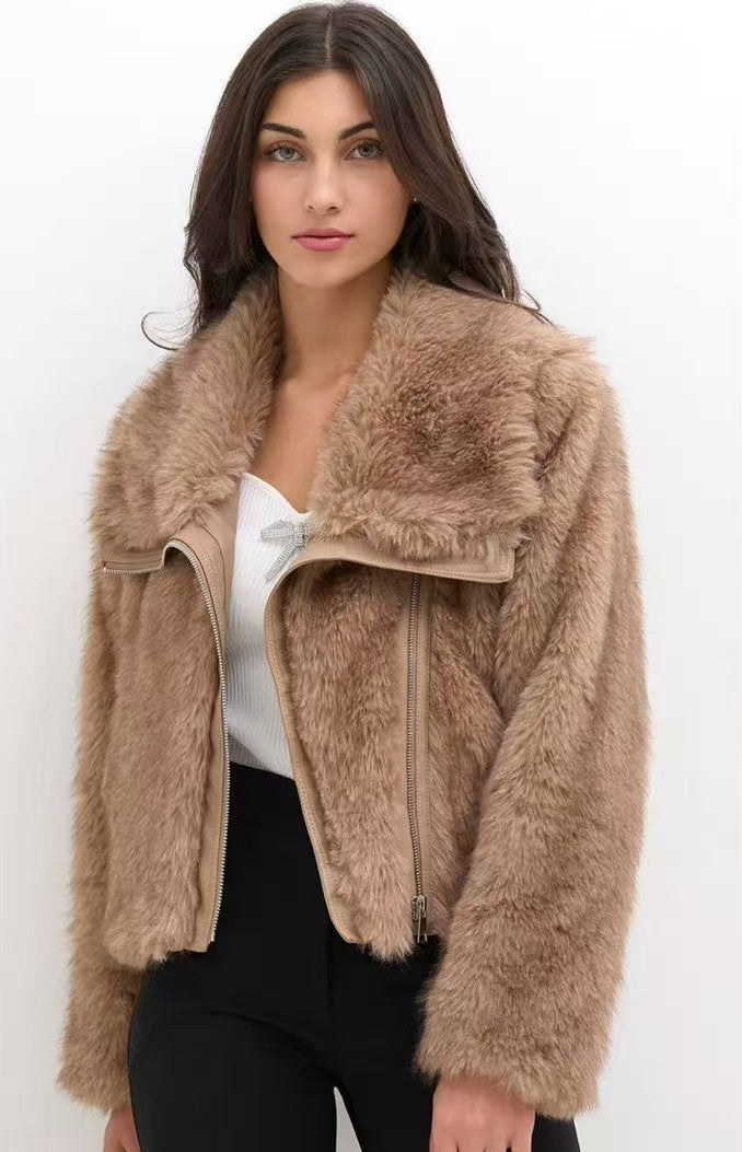 női műszőrme kabát barna
