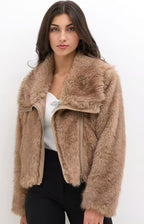 3DESY női műszőrme kabMellBlé rövidebb hosszú ujjú V nyakú