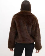 3DESY női műszőrme kabMellBlé rövidebb hosszú ujjú V nyakú