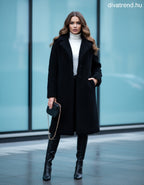 3DESY női kabMellBlé hosszabb hosszú ujjú V nyakú