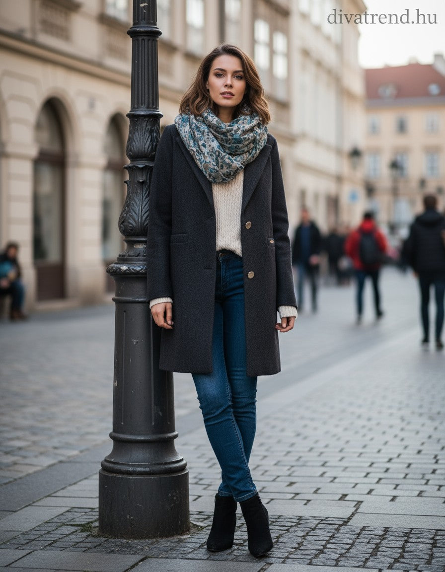 női szövetkabát sötétszürke