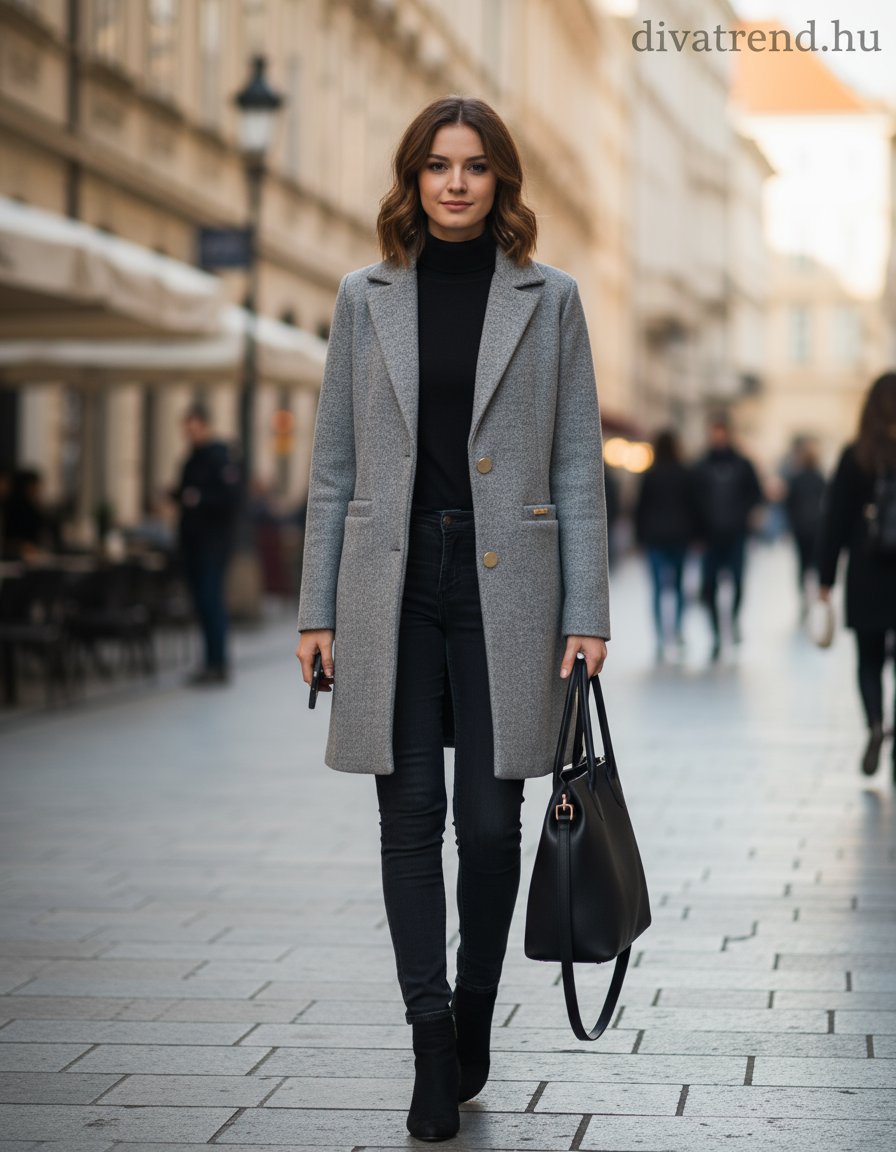 női szövetkabát szürke