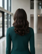 vékony női pulóver V-nyakú hátulról