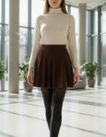 barna pliszirozott kötött miniszoknya