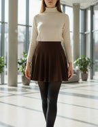 barna pliszirozott kötött miniszoknya