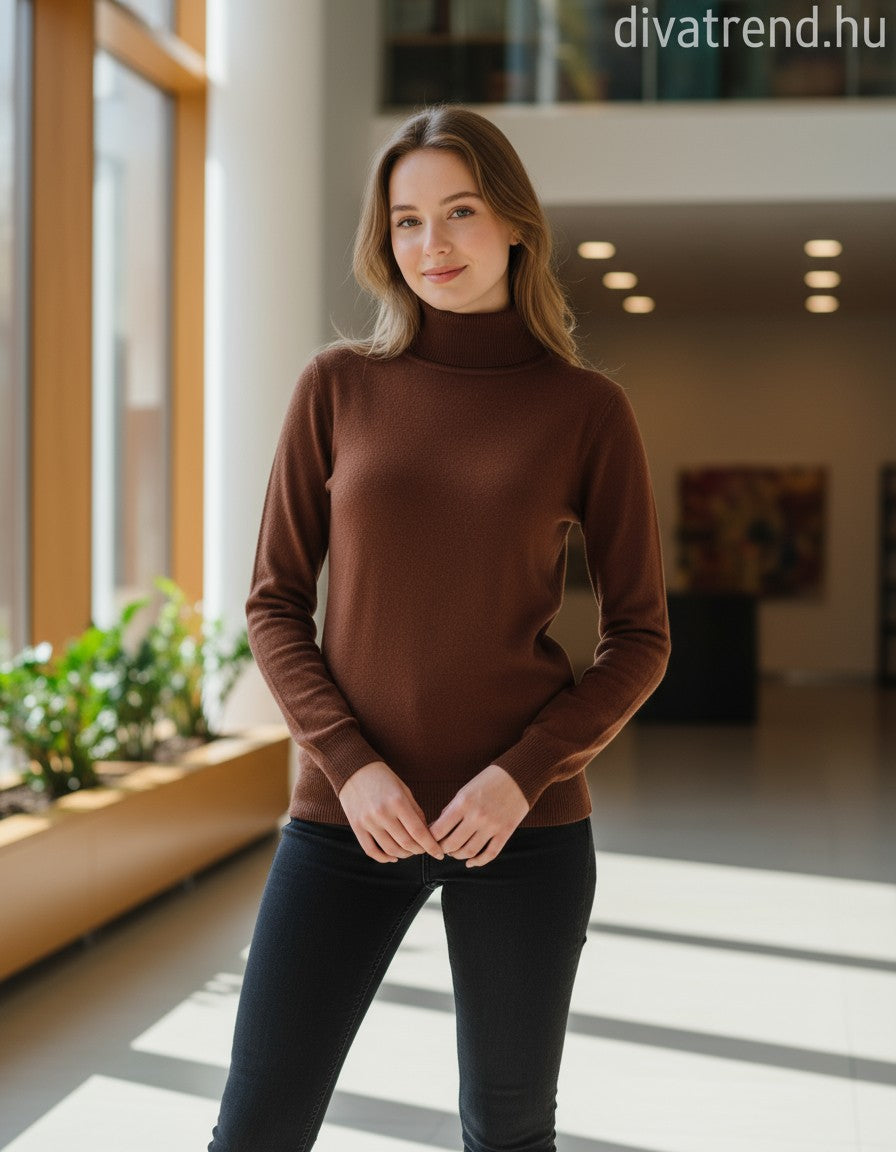 Zstudio női kötött felső hosszú ujjú alakhangsúlyozó magas nyakú