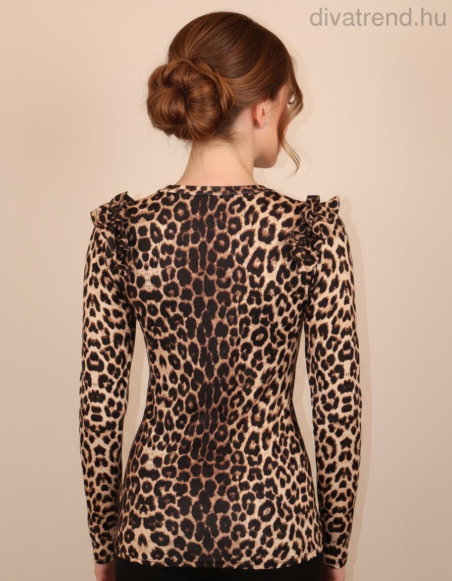 leopárd mintás felső, hosszú ujjú hátulról