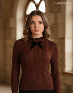 Lovery női kötött felső hosszú ujjú alakhangsúlyozó magas nyakú