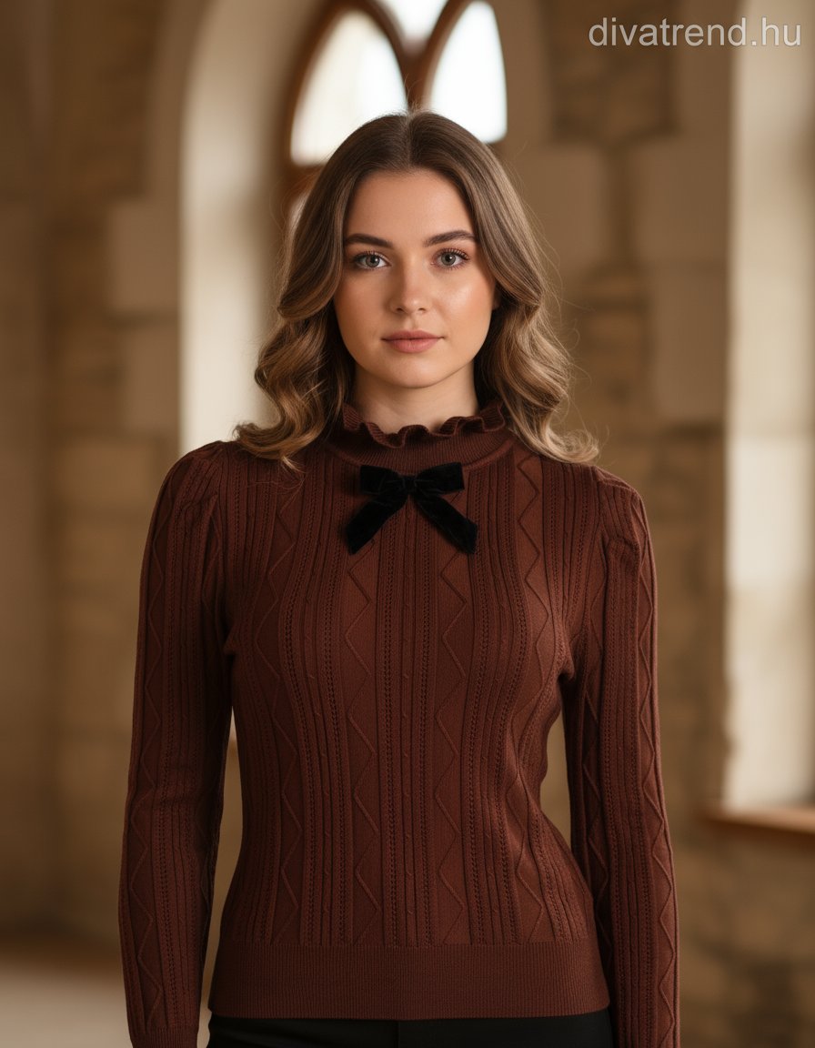 Lovery női kötött felső hosszú ujjú alakhangsúlyozó magas nyakú