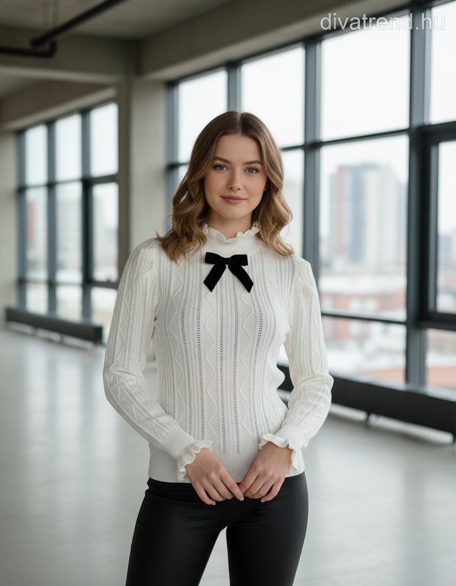 Lovery női kötött felső hosszú ujjú alakhangsúlyozó magas nyakú