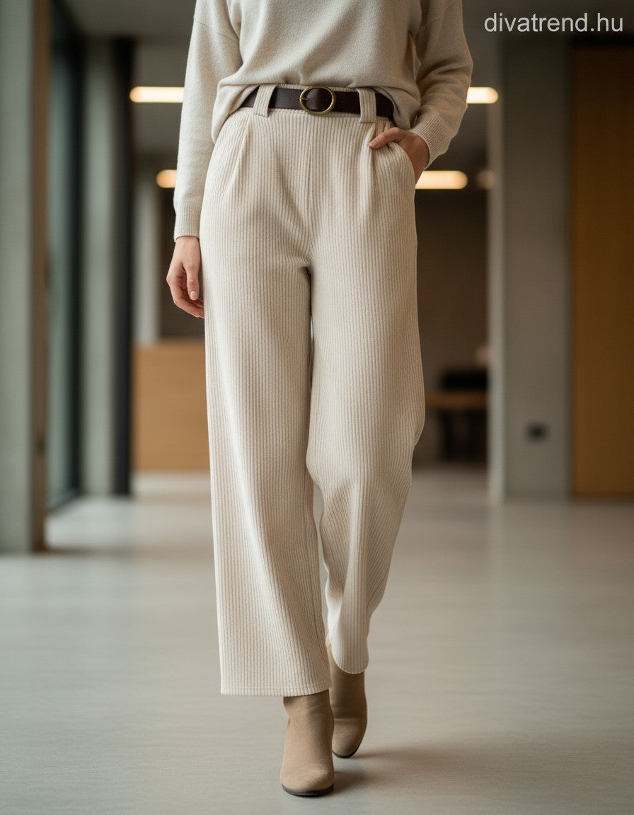 bézs bő szárú nadrág