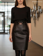 olasz női bőr hatású szoknya térd alakhangsúlyozó ceruza