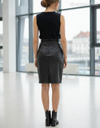 olasz női bőr hatású szoknya térd alakhangsúlyozó ceruza