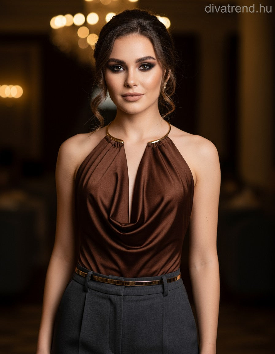 olasz női body ujjatlan V nyakú