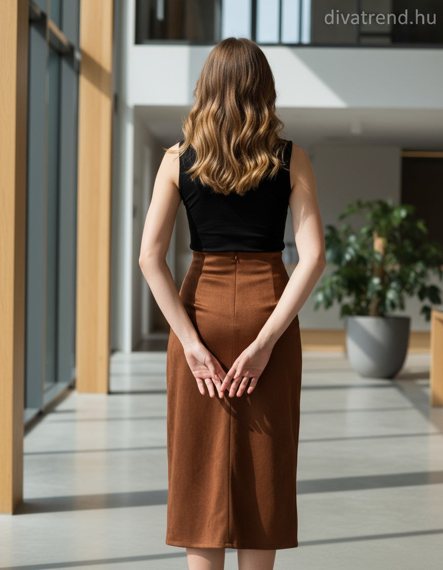 olasz női velúr hatású szoknya maxi