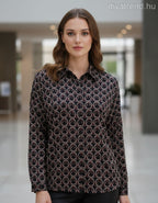 olasz női mintás ing hosszú ujjú kerek nyakú