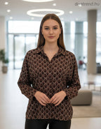 olasz női mintás ing hosszú ujjú kerek nyakú