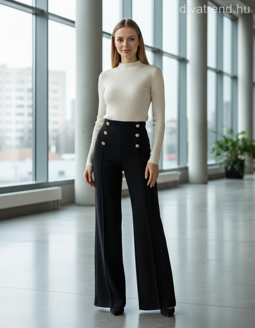 fekete bő szárú nadrág