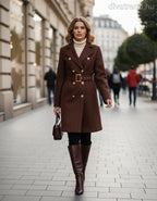 olasz női szövet átmeneti kabát hosszabb hosszú ujjú V nyakú