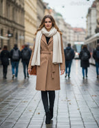 olasz női szövet átmeneti kabát hosszabb hosszú ujjú V nyakú