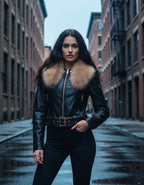 Softy női bőr hatású kabMellBlé hosszú ujjú kerek nyakú