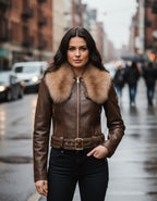 Softy női bőr hatású kabMellBlé hosszú ujjú kerek nyakú