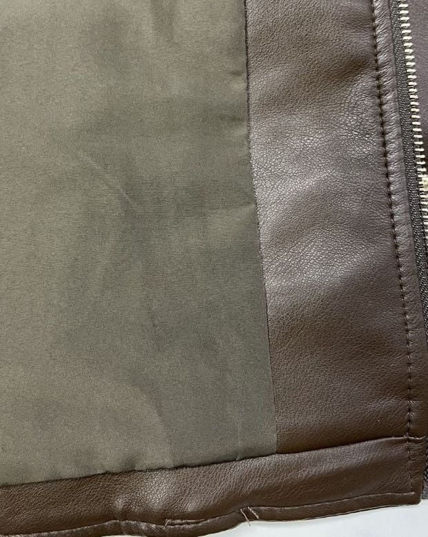 Softy női bőr hatású kabMellBlé hosszú ujjú kerek nyakú