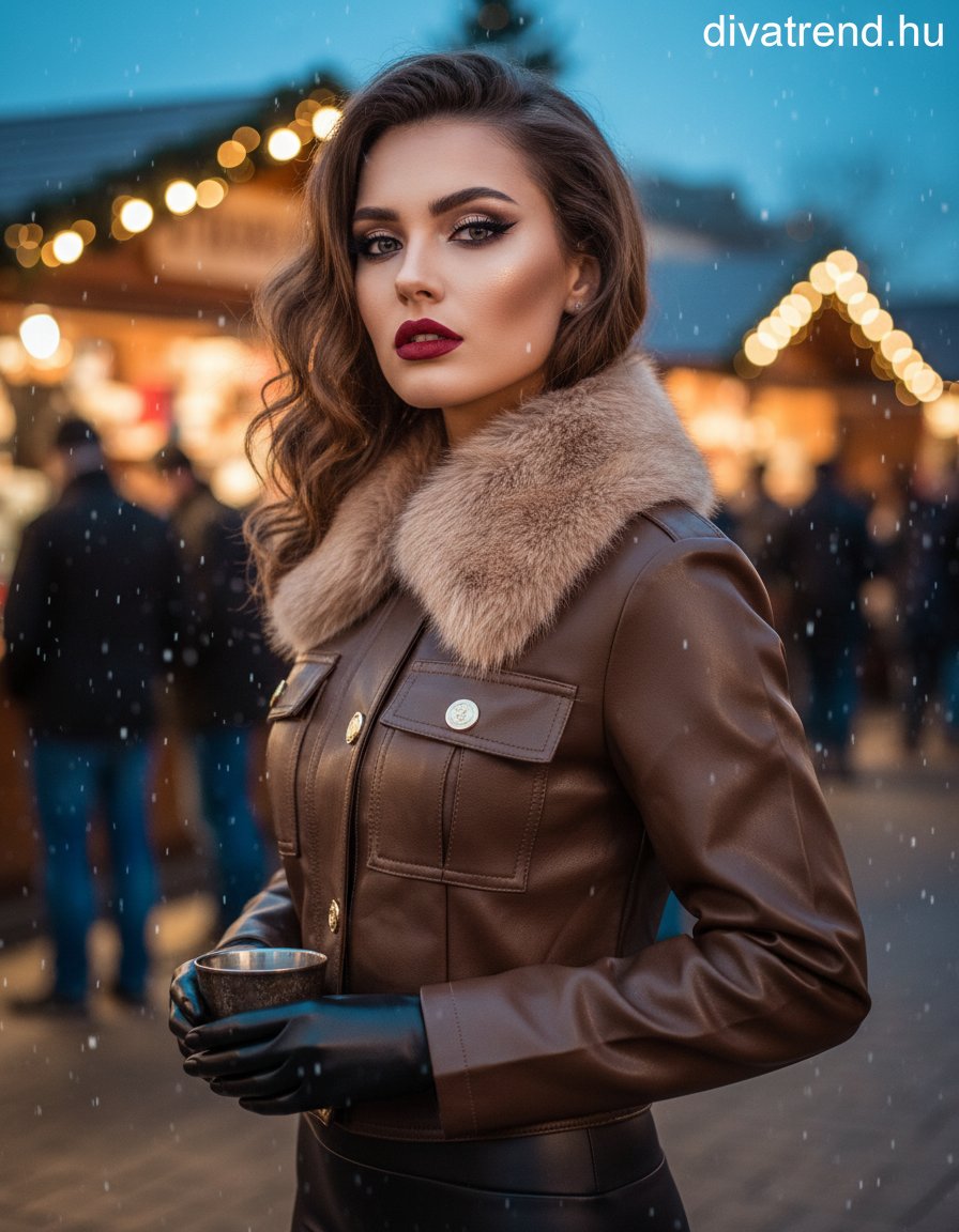 Softy női bőrkabát műszőrmével barna-bézs