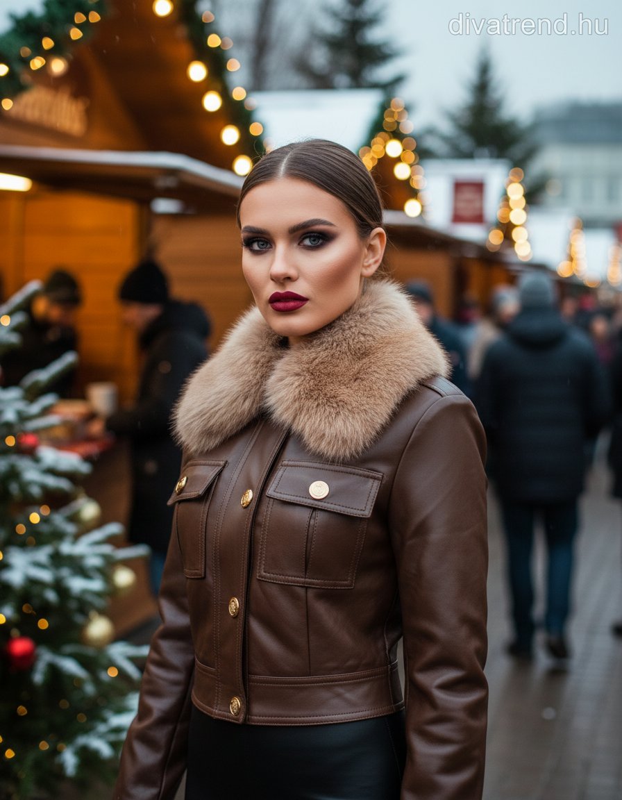 Softy női bőrkabát műszőrmével barna-bézs