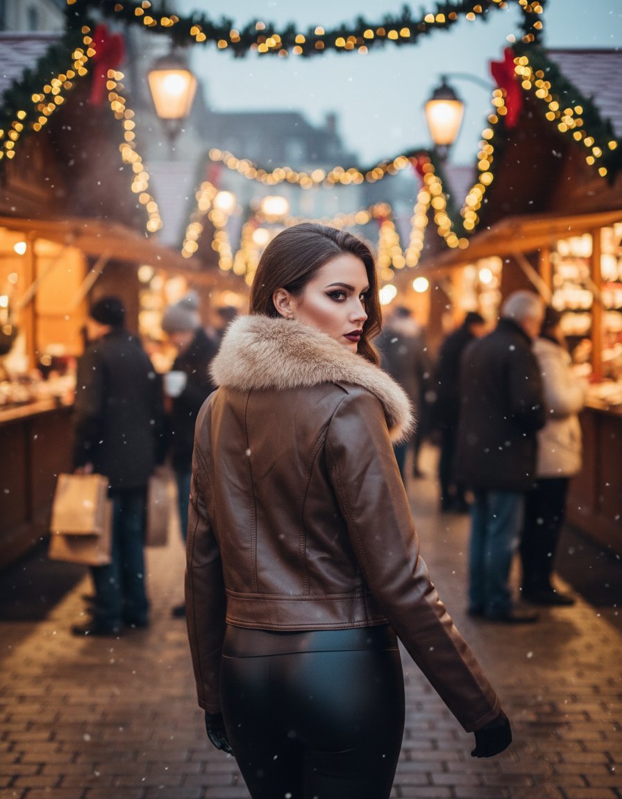 Softy női bőrkabát műszőrmével hátulnézet