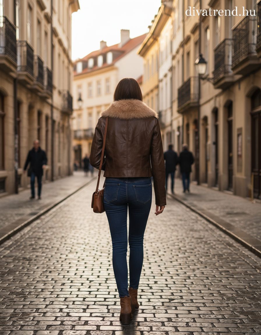 Softy női bőr hatású kabMellBlé hosszú ujjú kerek nyakú