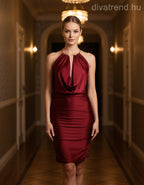 olasz női ruha ujjatlan V nyakú mini