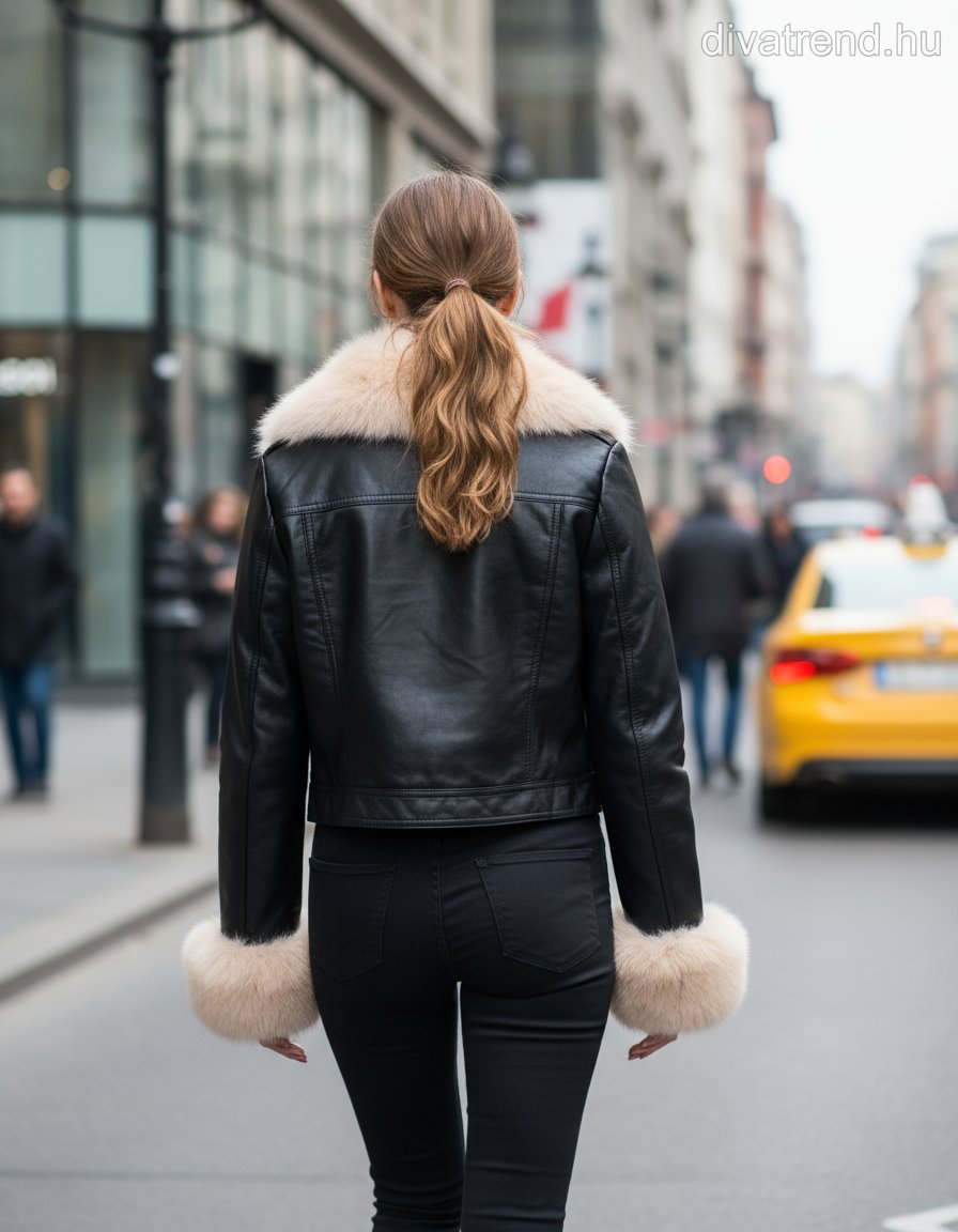 bőrkabát női szőrme hátulról