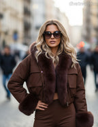 FlamMode női átmeneti kabát hosszú ujjú V nyakú