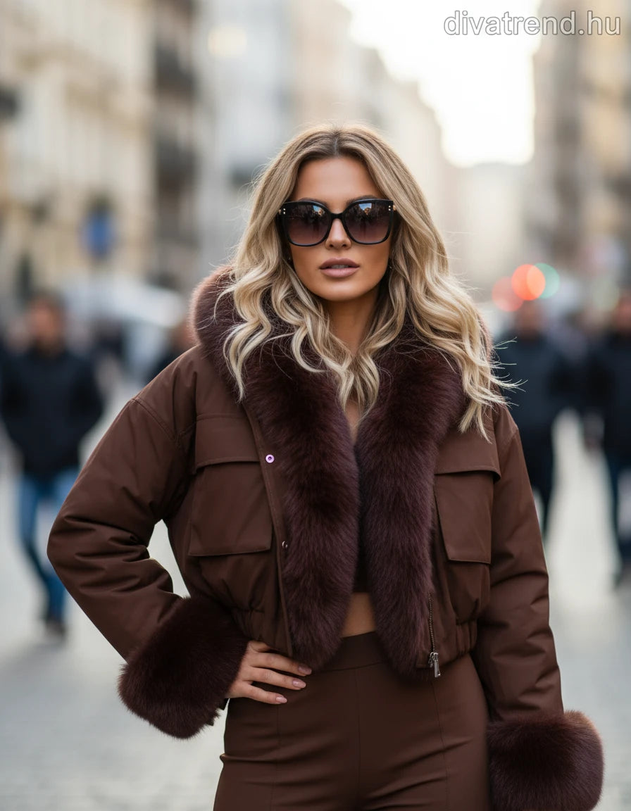 FlamMode női átmeneti kabát hosszú ujjú V nyakú