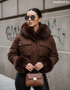 FlamMode női átmeneti kabát hosszú ujjú V nyakú