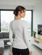 olasz női felső hosszú ujjú alakhangsúlyozó kerek nyakú