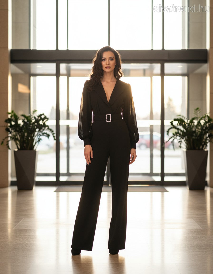 fekete női overál hosszú