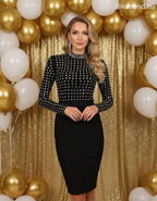 F&P női ruha hosszú ujjú alakhangsúlyozó magas nyakú térd